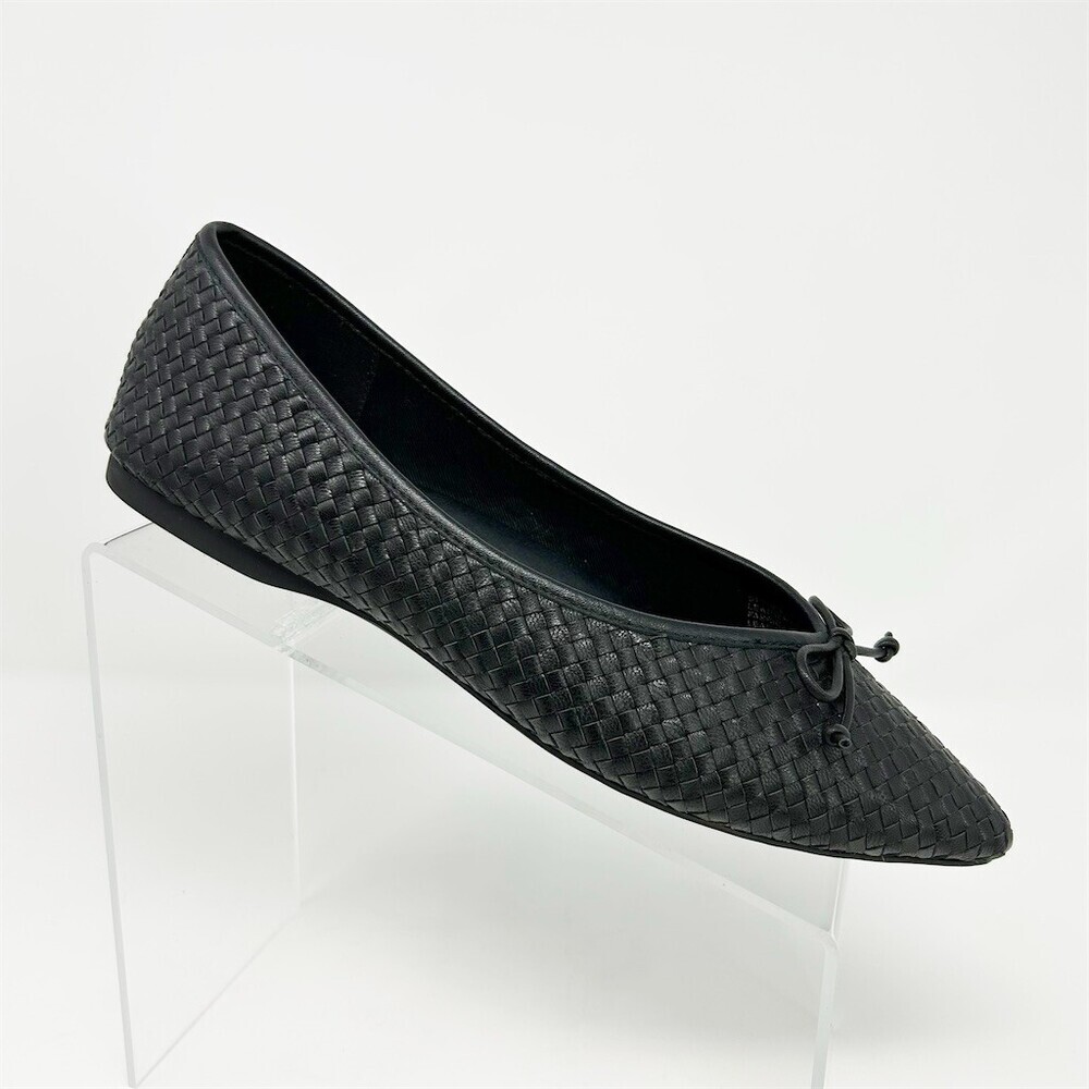 Birdies Ballet Flats Womens Black Woven Pointed Toe Bow Slip-On Cushioned Size 8